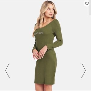Bebe Forest Green Long Sleeve Dress